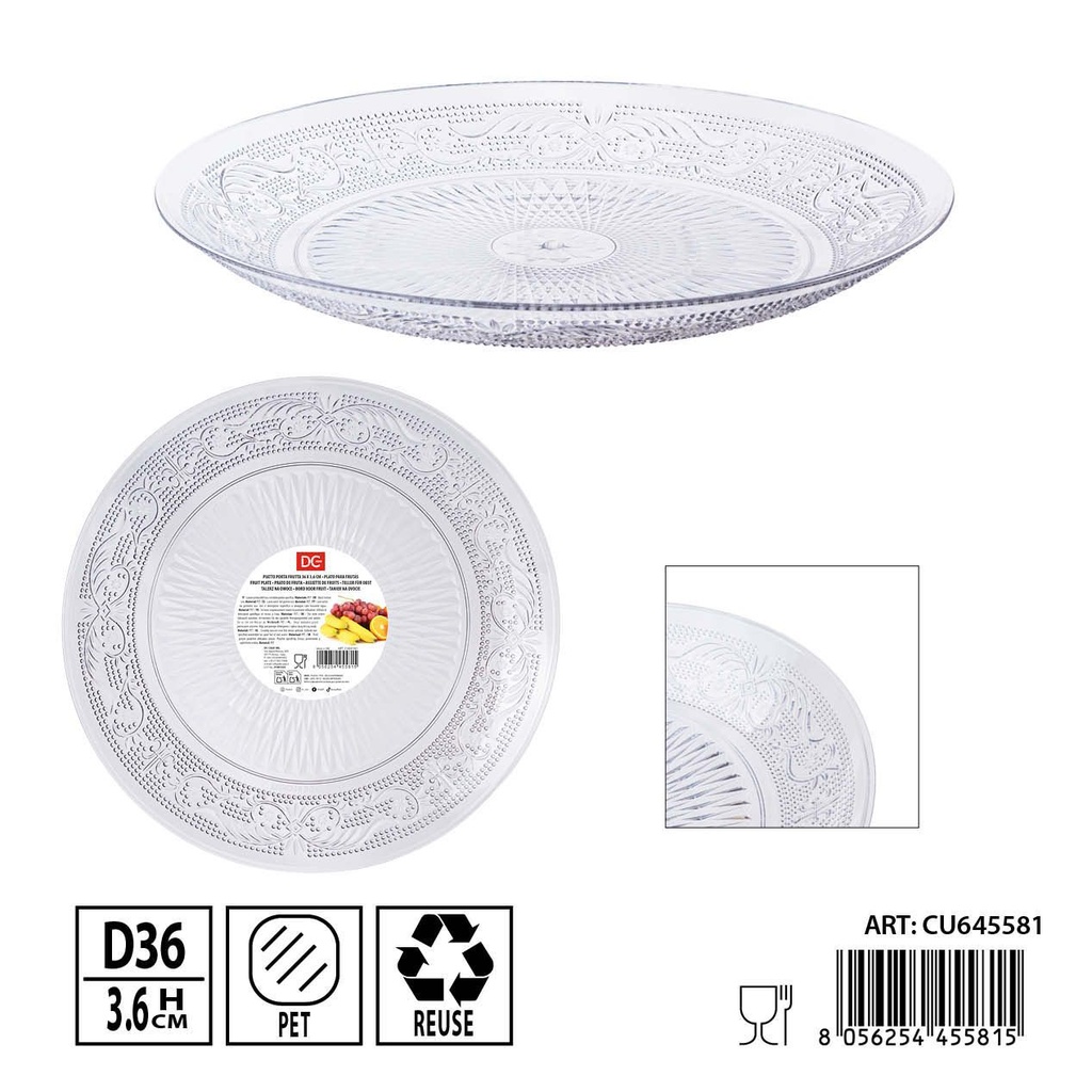 Plato para frutas 36X3.6CM - Utensilios plásticos de cocina