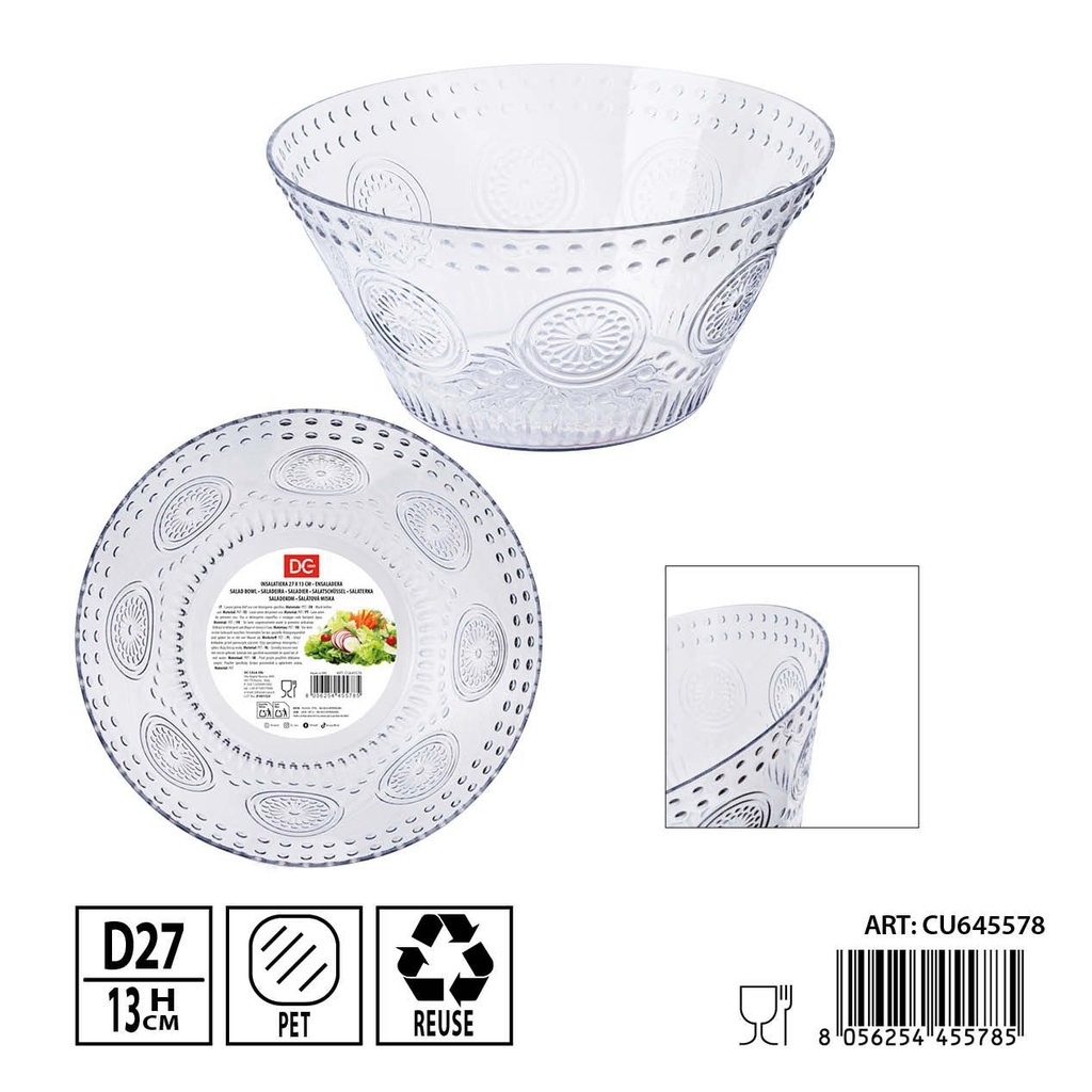 Ensaladera de plástico 27x13 cm - Utensilios de cocina
