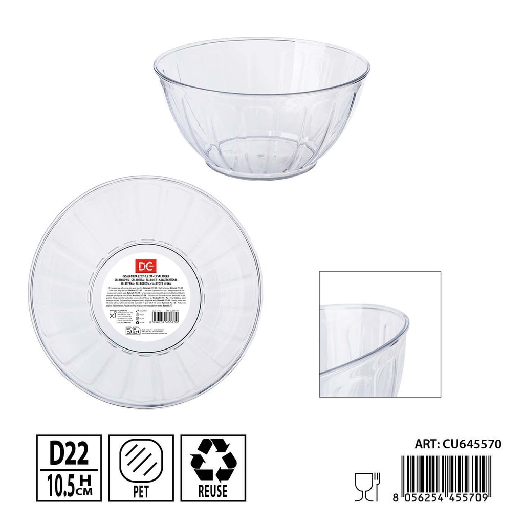 Ensaladera de plástico 22x10.5 cm - Utensilios de cocina