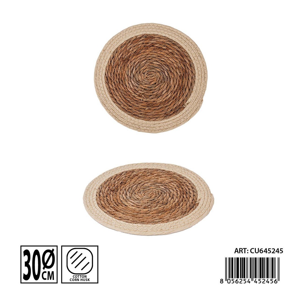 Salvamanteles redondo de junco 30 cm - Accesorios de mesa