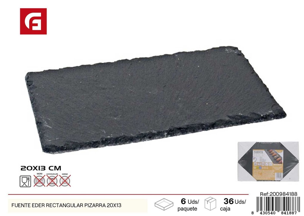 Fuente rectangular Eder de pizarra 20x13 cm - Bandejas de pizarra decorativas
