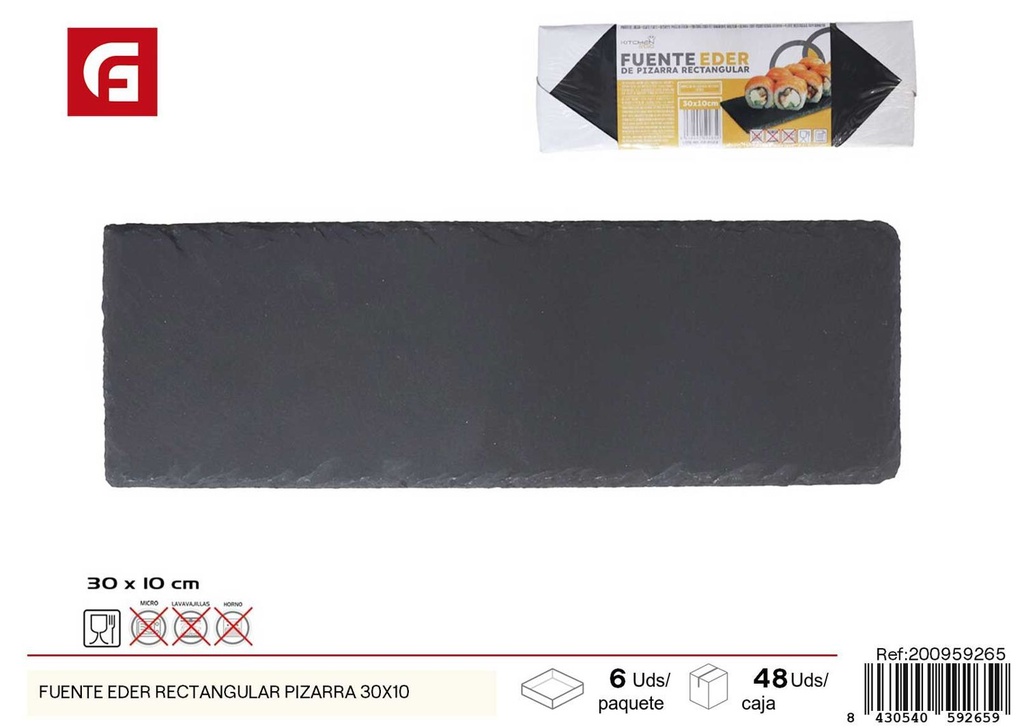 Fuente rectangular Eder de pizarra 30x10 cm - Bandejas de pizarra decorativas