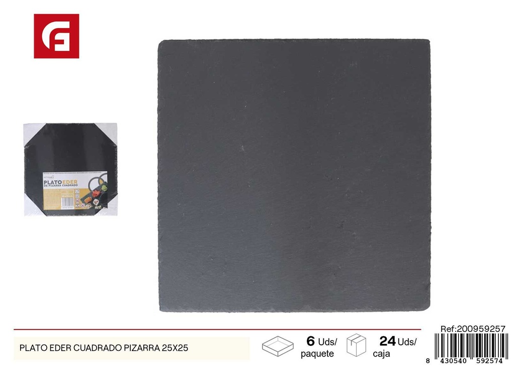 Plato cuadrado Eder de pizarra 25x25cm - Vajilla decorativa y platos de pizarra