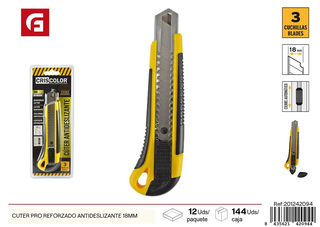 Cortador profesional reforzado antideslizante de 18 mm - Herramientas de ferretería