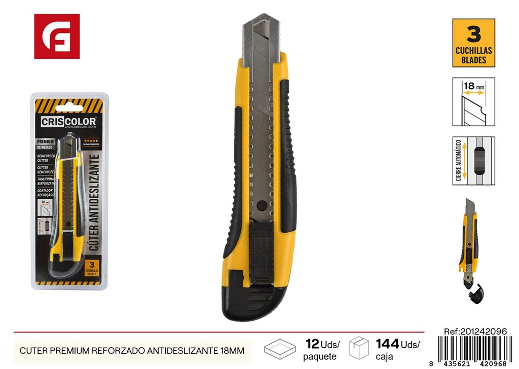 Cortador premium reforzado antideslizante de 18 mm - Herramientas de ferretería