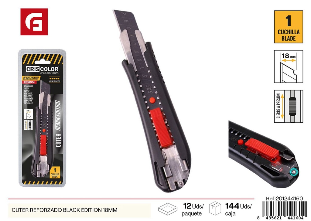 Cortador reforzado de edición negra de 18 mm - Herramientas de ferretería