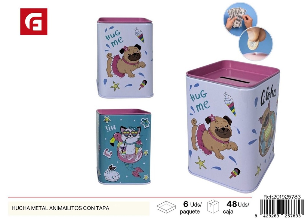Hucha metálica de animales con tapa - Decoración del hogar