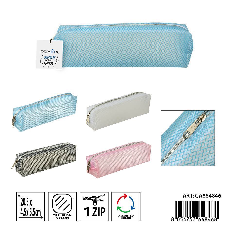 Estuche transparente para lápices 20,5x4,5x5,5cm - Almacenamiento de útiles escolares