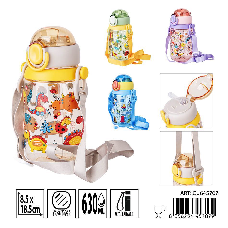 Botella de plástico con pajita 630 ml 8.5X18.5 cm - Accesorios de cocina