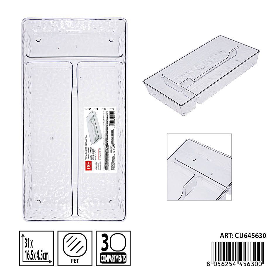 Cesta multiuso de plástico 31x16.5x4.5 cm - Organización de cocina