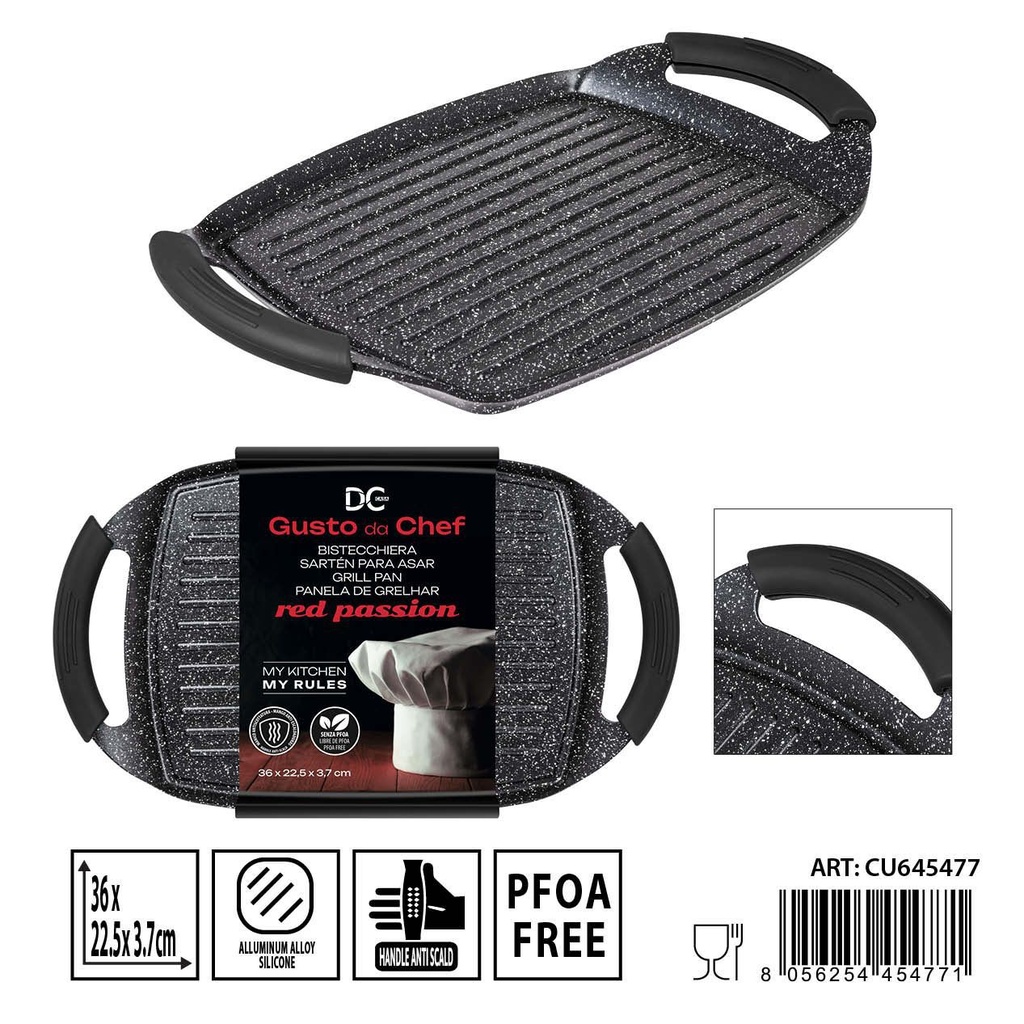 Sartén parrilla 36x22.5x3.7 cm 0.4mm - Accesorios de cocina y utensilios de hornear