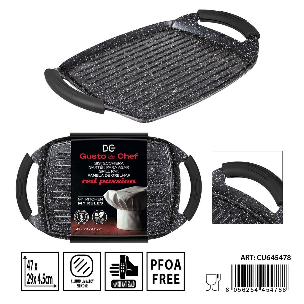 Sartén parrilla 47x29x4.5 cm 0.4mm - Accesorios de cocina y utensilios de hornear