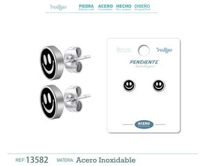 Pendiente de acero color plateado para hombre - Joyería y accesorios