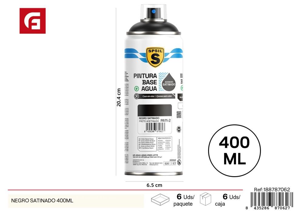 Pintura negro satinado 400ml - Pintura