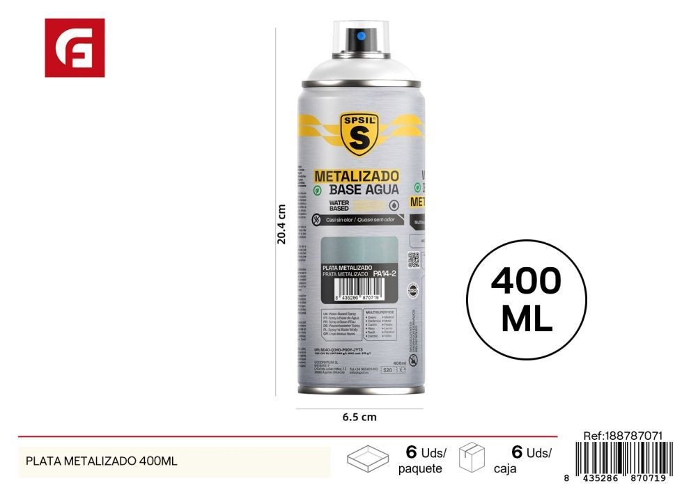 Pintura plata metalizado 400ml - Pintura
