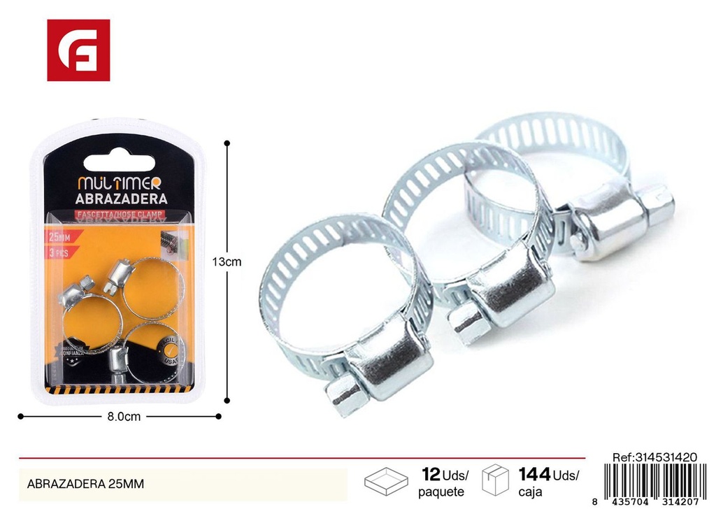 Abrazadera 25mm - Accesorios de ferretería