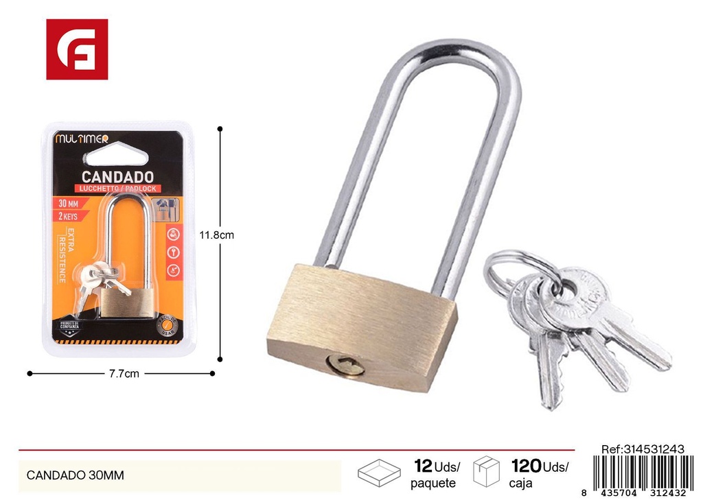 Candado 30 mm - Accesorios de seguridad