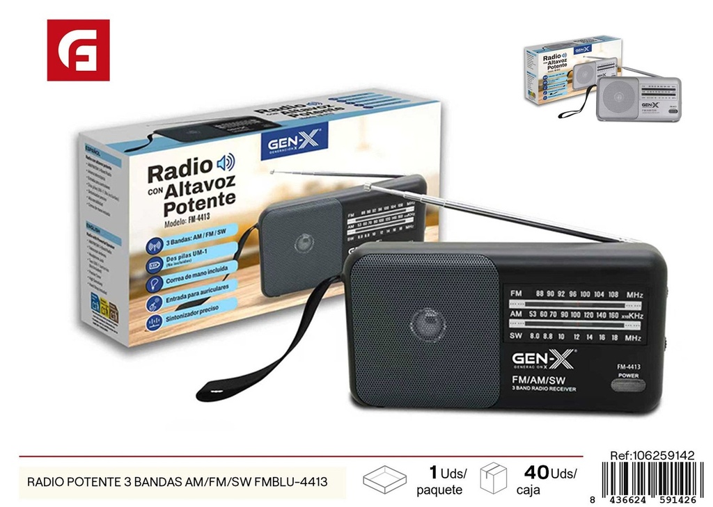 Radio potente 3 bandas AM/FM/SW FMBLU-4413 - Accesorios electrónicos