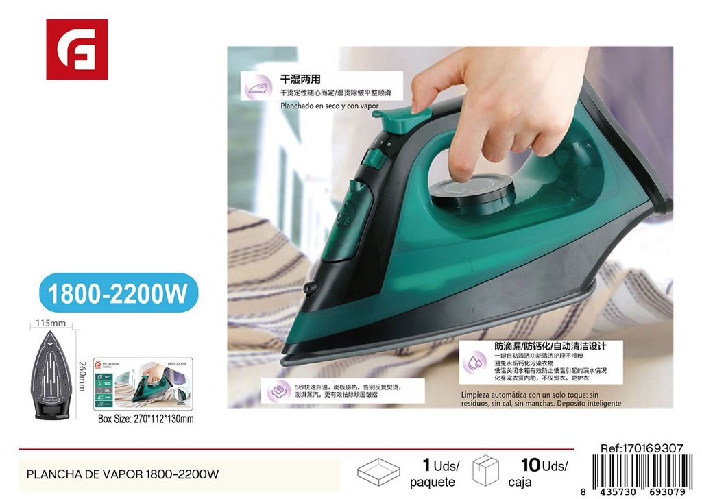 Plancha de vapor 1800-2200W - Electrónica
