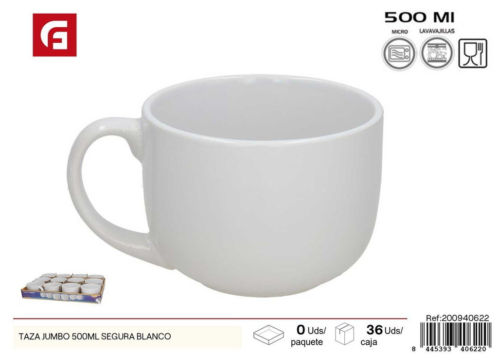 Taza Jumbo 500 ml Segura blanca - Tazas de café y bebidas