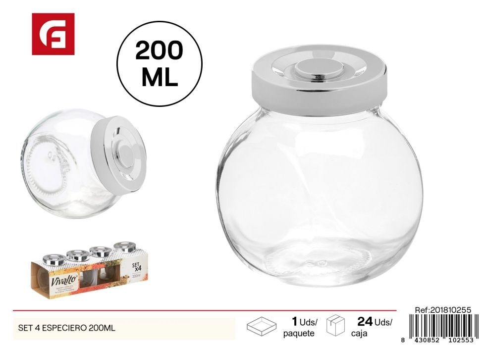 Set de 4 especieros 200ml - Utensilios de cocina
