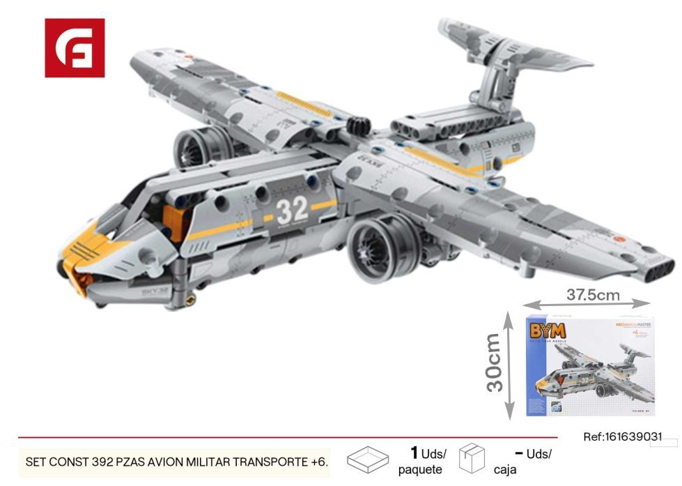 Set de construcción 392 piezas avión militar de transporte 6 años+ - Juguetes educativos