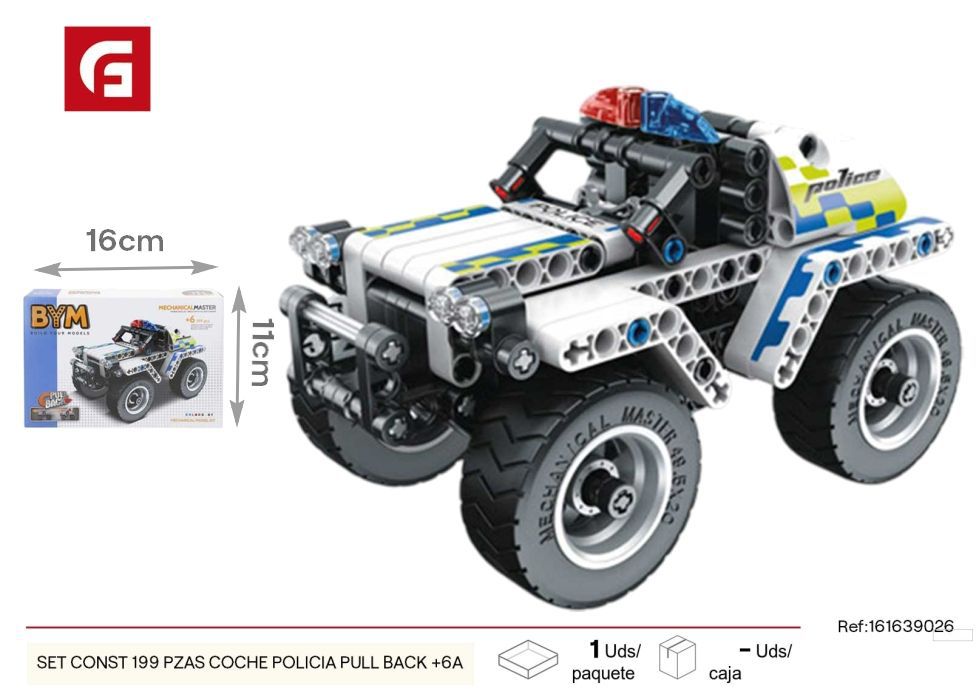 Set de 199 piezas moto de policía de retroceso 6 años+ - Juguetes de construcción