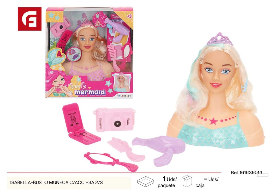 Busto muñeca Isabella con accesorios 3 años+ - Muñecas