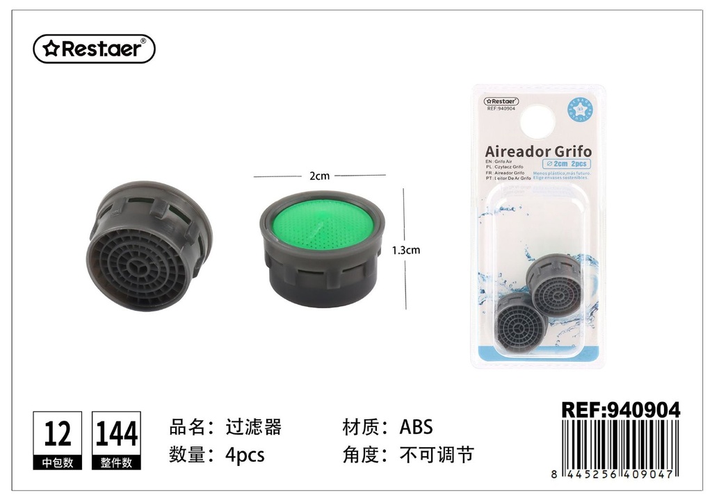 Filtro 4 piezas para aireador - Accesorios de baño y filtración