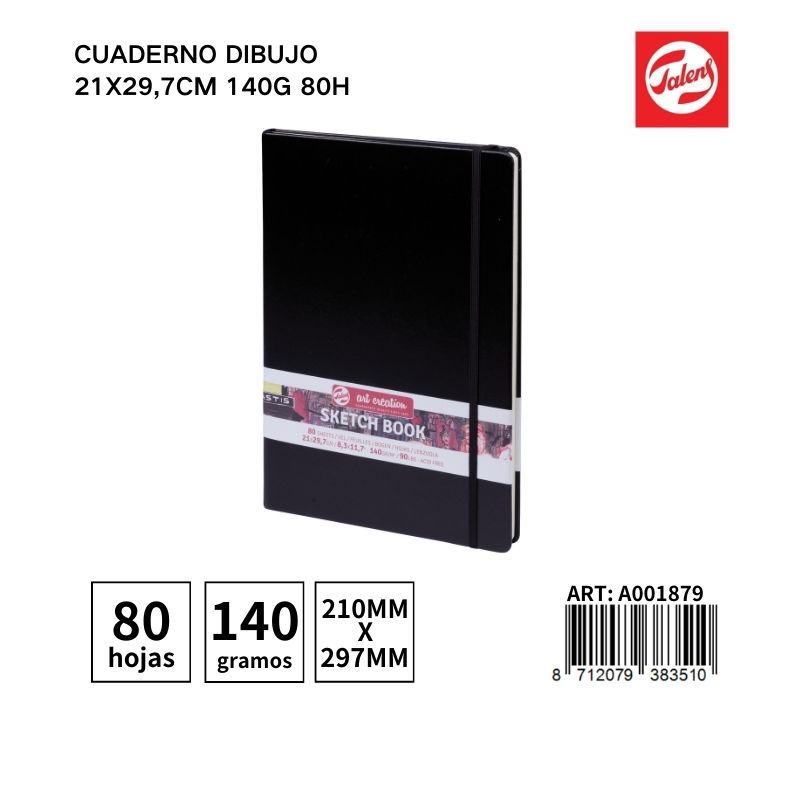 Cuaderno de dibujo 21x29.7 cm (140g, 80 hojas) - Material de oficina y cuadernos