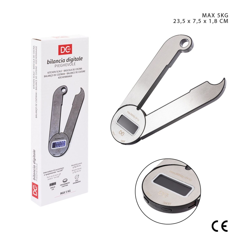 Balanza digital plegable 5 kg 23.5x7.5x1.8 - Accesorios de cocina