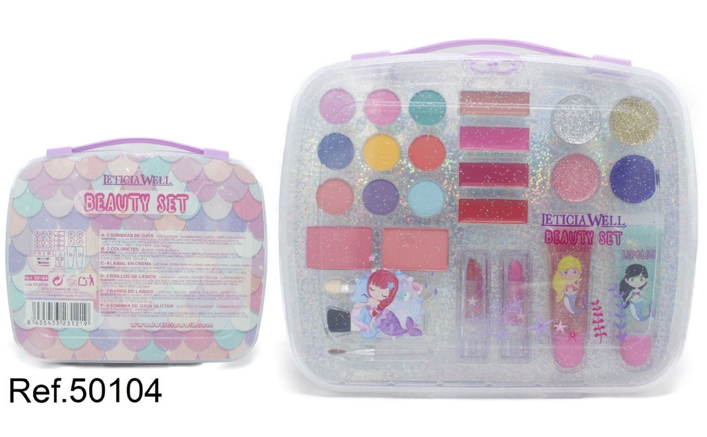 Maleta de maquillaje Sirena 26 piezas LW 50104 - Neceseres y maquillaje