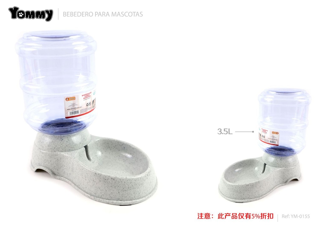 Dispensador de agua para mascotas 3.5L color gris - Accesorios para mascotas