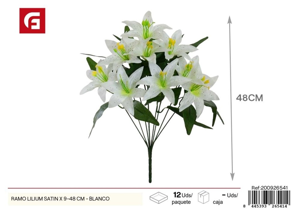 Ramo de lirios satinados (9 ramas, 48 cm) en blanco - Decoraciones florales