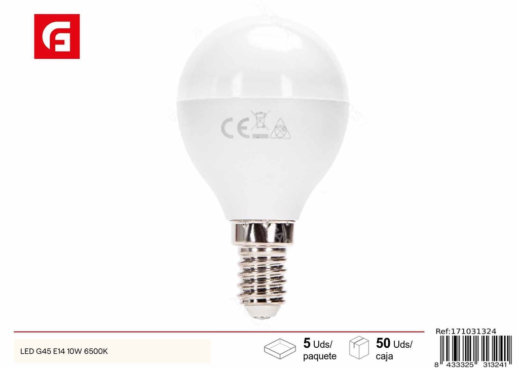 Bombilla LED G45 E14 10W 6500K - Iluminación LED eficaz