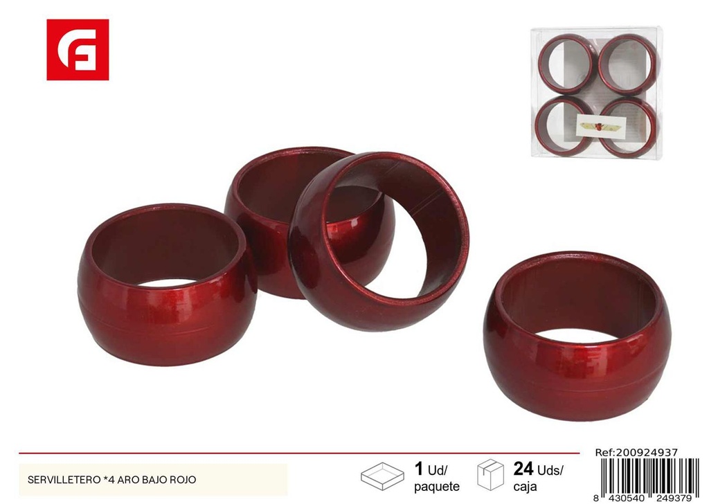 Servilletero de metal con aro bajo rojo - Accesorios de cocina y servilletas