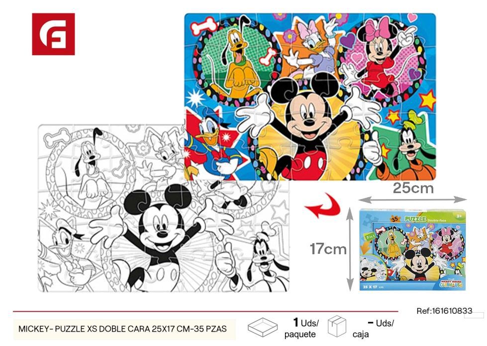 Puzzle XS doble cara Mickey 25x17 cm 35 piezas - Juguetes y rompecabezas
