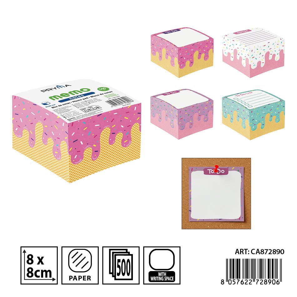 Bloque de notas adhesivas no pegajosas 8x8 cm 500 hojas 70g - Papelería y útiles escolares