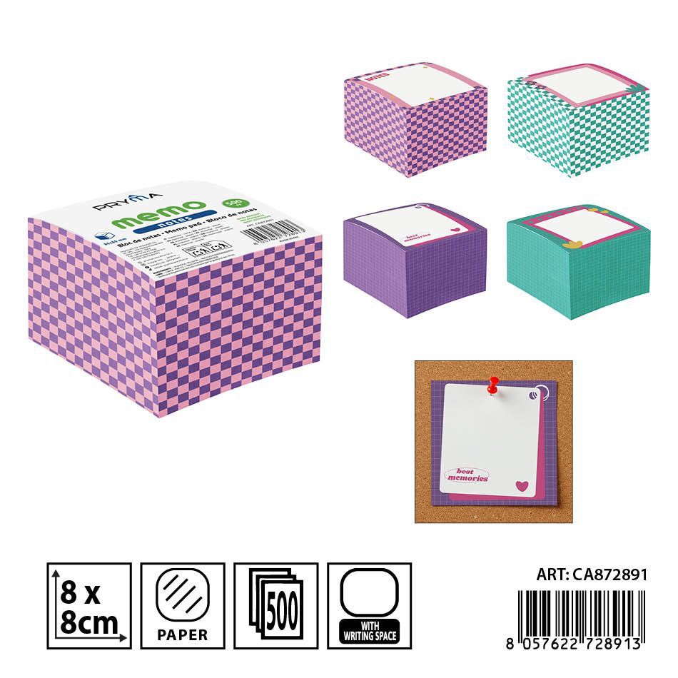 Bloque de notas adhesivas no pegajosas 8x8 cm 500 hojas 70g - Papelería y útiles escolares