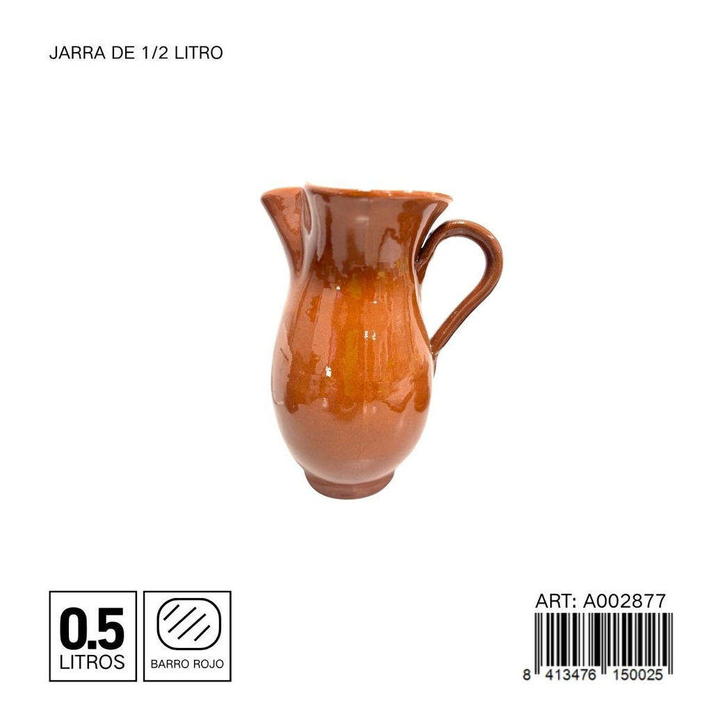 Jarra de barro de 1/2 litro - Utensilios de cocina y vajillas de barro