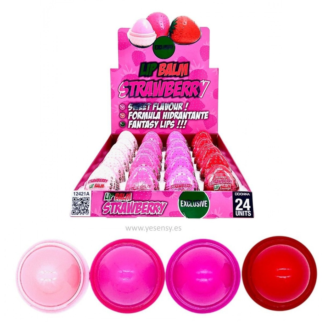 Bálsamo labial de fresa 24 unidades - Productos cosméticos y brillo labial