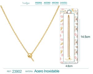 Cadena de acero dorado para collar con cierre de bola y goma para charm