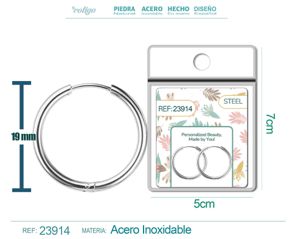 Pendiente de aro de acero de 16mm color plateado para charm