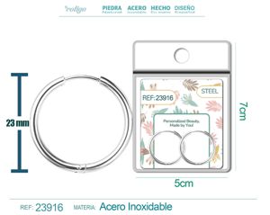 Pendiente de aro de acero de 20mm color plateado para charm
