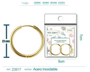 Pendiente de aro de acero de 20mm color dorado para charm