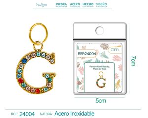 Charm de letra G de acero dorado con circonita