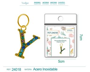 Charm de letra Y de acero dorado con circonita