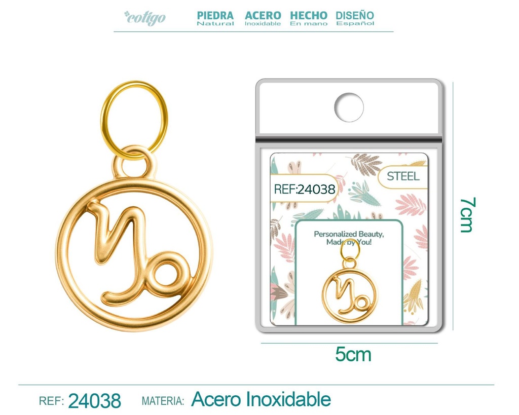 Charm de zodiaco Capricornio de acero dorado