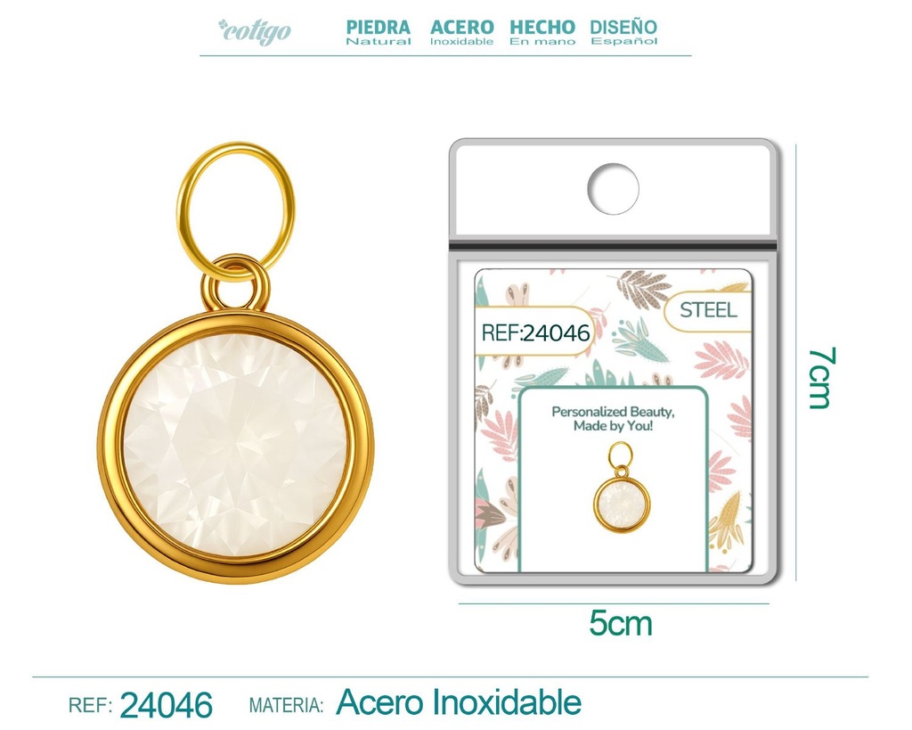 Charm de Acero Dorado con piedra de nacimiento de junio - Joyería personalizada y accesorios