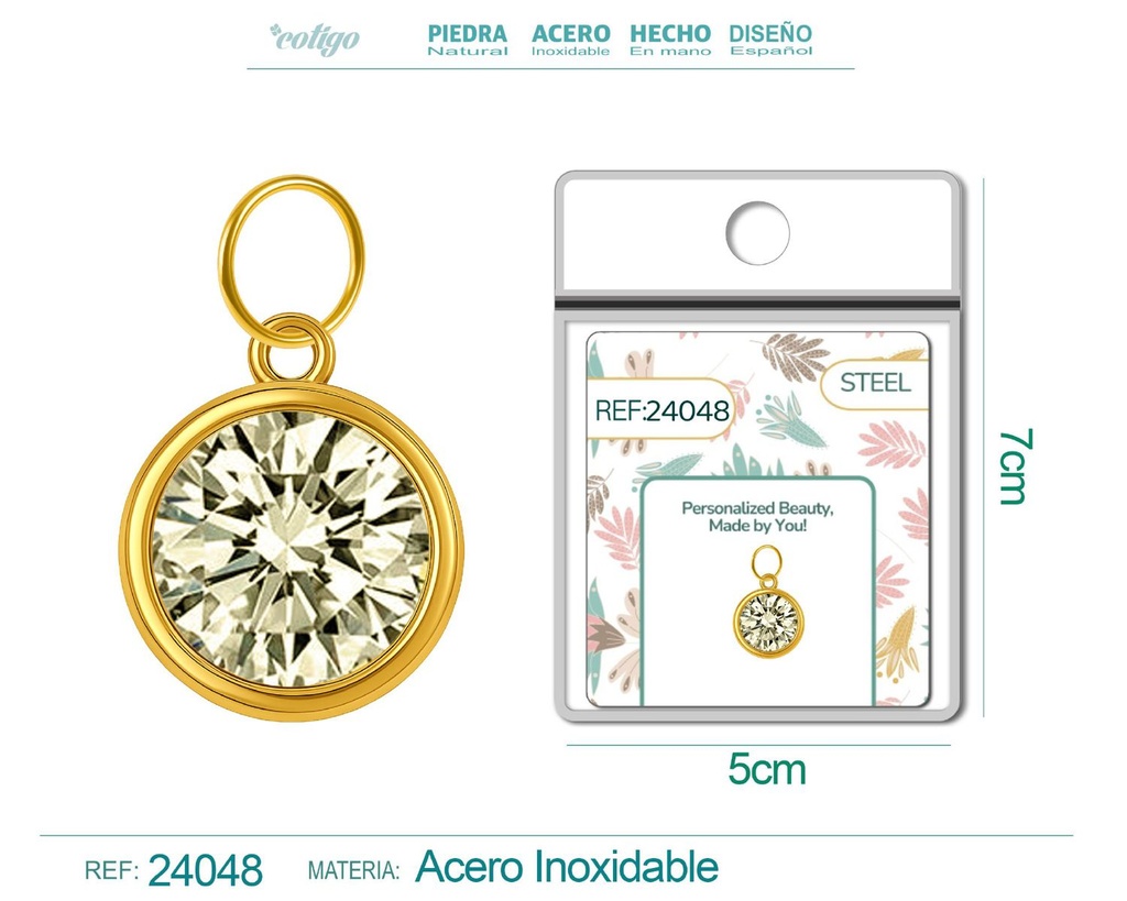 Charm de Acero Dorado con piedra de nacimiento de agosto - Joyería personalizada y accesorios